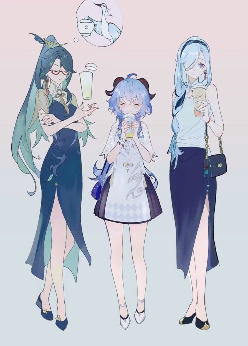  ganyu shenhe cloud retainer xianyun ganyu and 1 more genshin impact drawn by qingxin gua yu sample 