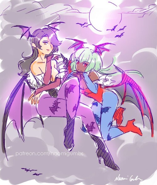  morrigan aensland lilith aensland cinder fall and emerald sustrai rwby and 1 more drawn by naomi gu