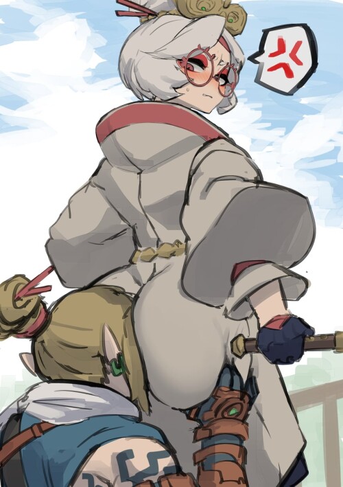  link and purah the legend of zelda and 1 more drawn by nuezou sample fe686d59f84bd598bd38500e05e86a