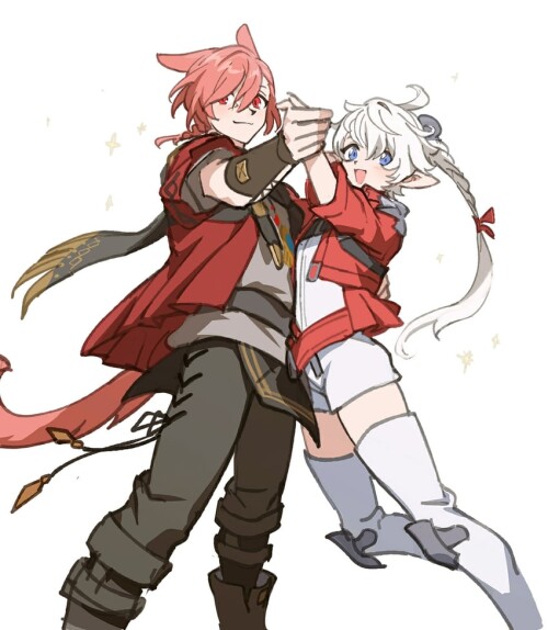  g raha tia and alisaie leveilleur final fantasy and 1 more drawn by wuliu heihuo sample 057d310e998