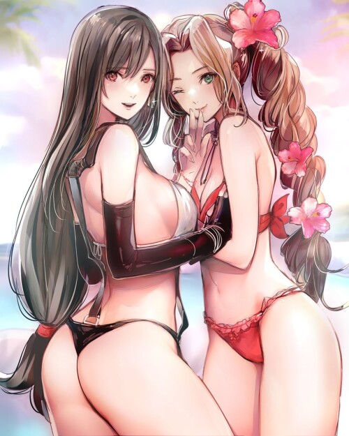  tifa lockhart and aerith gainsborough final fantasy and 2 more drawn by shoji sakura sample 7325c97