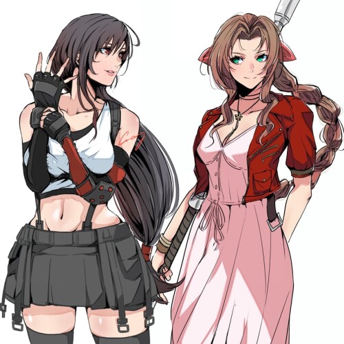  tifa lockhart and aerith gainsborough final fantasy and 2 more drawn by crazy02oekaki sample 1e8d1b