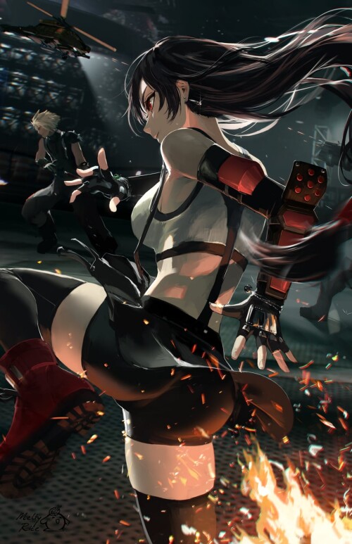  tifa lockhart cloud strife and barret wallace final fantasy and 2 more drawn by meltyrice sample 81