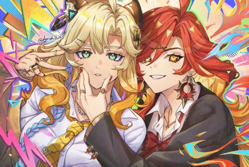  mavuika and xilonen genshin impact drawn by denshiki sample 2b64bb2e3e7dd7d87913e23caf0cdcae