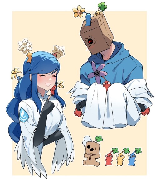 dizzy red pikmin yellow pikmin blue pikmin queen dizzy and 1 more guilty gear and 2 more drawn by y
