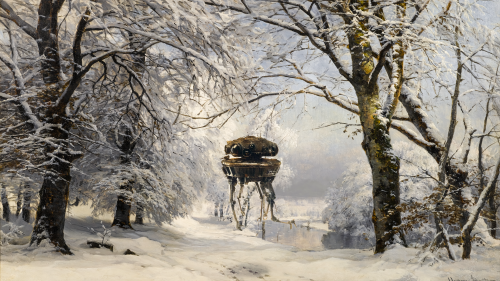 A Winter Far Far Away by u mandal0re (En vinterskov by Anders Andersen Lundby, 1882 crossover) (16-9