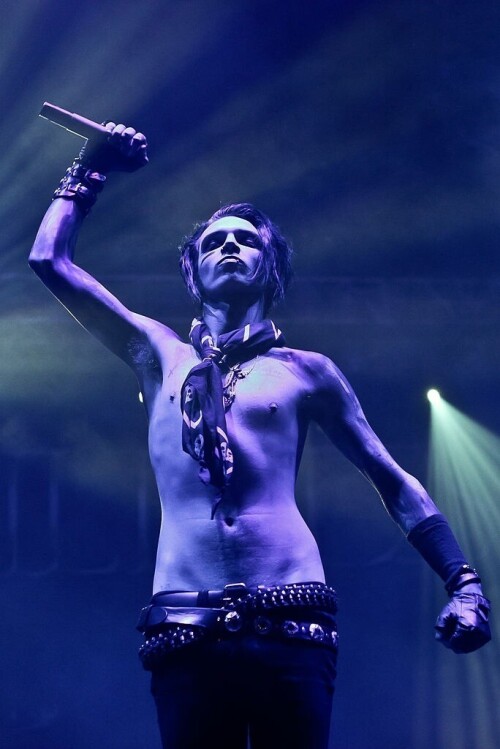 LONDON, UNITED KINGDOM - MARCH 30: Andrew Biersack of Black Veil Brides performs on stage at Brixton Academy on March 30, 2012 in London, United Kingdom. (Photo by Christie Goodwin/Redferns via Getty Images)