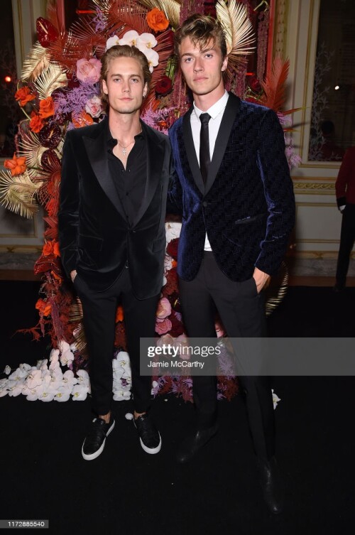 NEW YORK, NEW YORK - SEPTEMBER 06:  Neels Visser and Lucky Blue Smith (R) attend as Harper's BAZAAR celebrates "ICONS By Carine Roitfeld" at The Plaza Hotel presented by Cartier - Inside on September 06, 2019 in New York City. (Photo by Jamie McCarthy/Getty Images for Harper's BAZAAR )