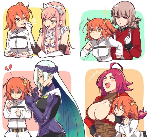  fujimaru ritsuka florence nightingale medb brynhildr and francis drake fate and 4 more drawn by nm2
