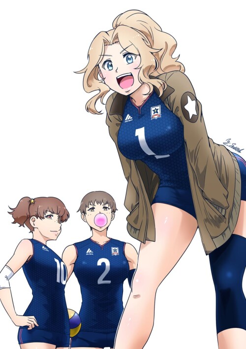  kay alisa and naomi girls und panzer drawn by satou yasu sample f27a496cdfed27c1322eb6c583e5077b