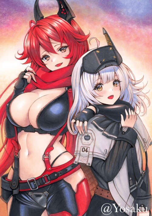  red hood and snow white goddess of victory nikke drawn by yosaku vs hina sample d231e93d3486206ee05