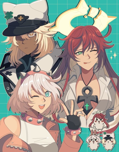  ramlethal valentine elphelt valentine and jack o valentine guilty gear and 1 more drawn by bobamiru