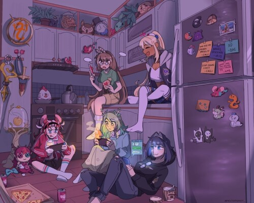  ouro kronii nanashi mumei hakos baelz ceres fauna takodachi and 20 more hololive and 1 more drawn b