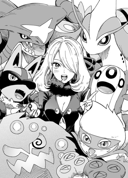  cynthia lucario garchomp milotic roserade and 3 more pokemon and 2 more drawn by sharumon sample f8