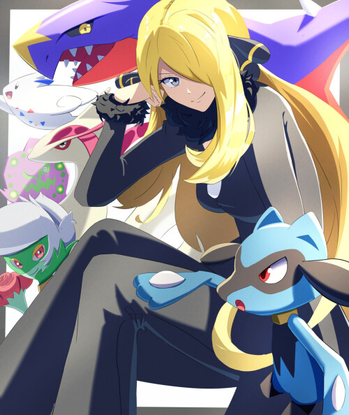  cynthia garchomp milotic riolu togekiss and 2 more pokemon and 2 more drawn by eiryu33 sample 41e8c