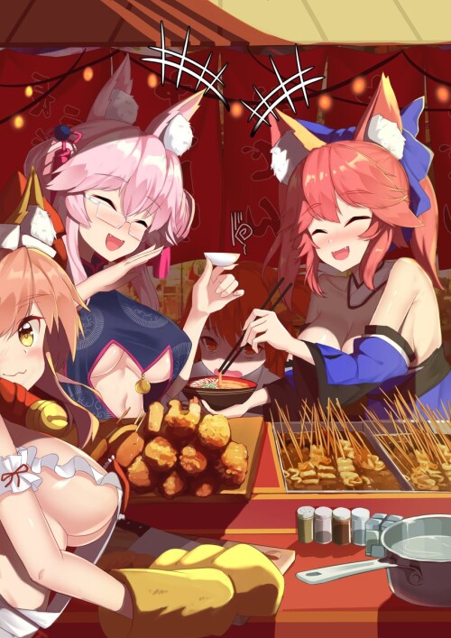  tamamo fujimaru ritsuka tamamo no mae tamamo cat koyanskaya and 2 more fate and 2 more drawn by yur