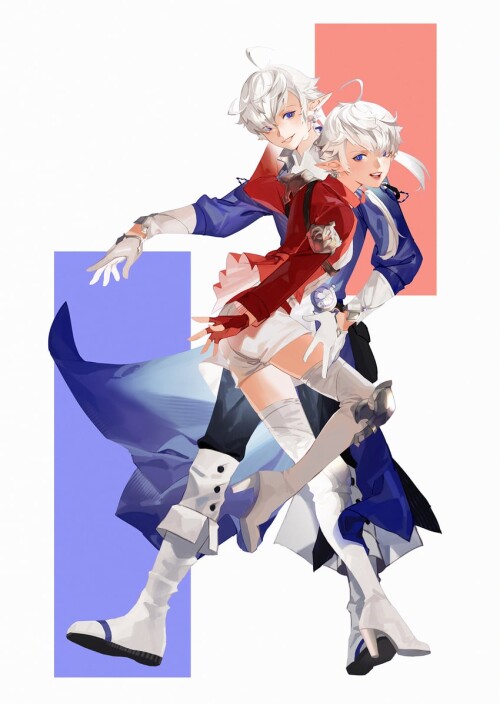  alisaie leveilleur and alphinaud leveilleur final fantasy and 1 more drawn by hutaway sample a55095