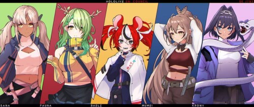  ouro kronii nanashi mumei hakos baelz ceres fauna tsukumo sana and 1 more hololive and 1 more drawn