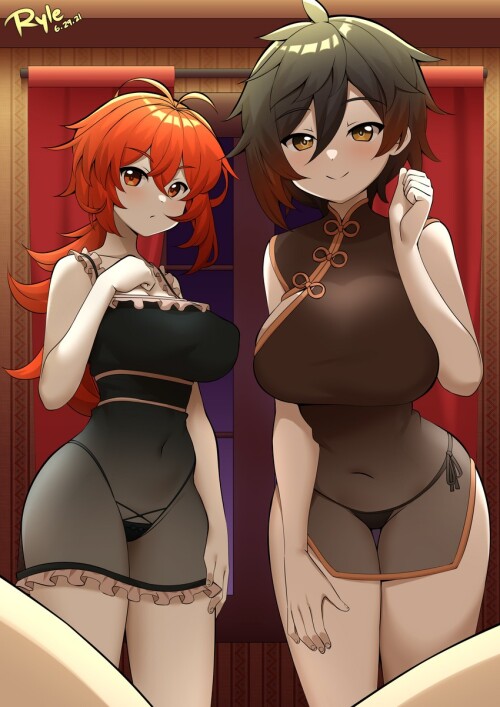  zhongli and diluc genshin impact drawn by ryle sample 3ce9f37593347abc5f4bfd4f8f36ced5