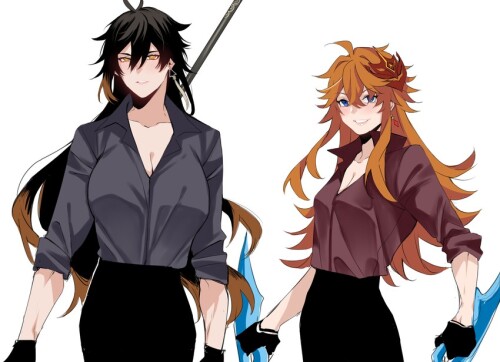  zhongli and tartaglia genshin impact drawn by sushisalmon95 sample 7679220cfbfbc521b877942c9c2ee1b4