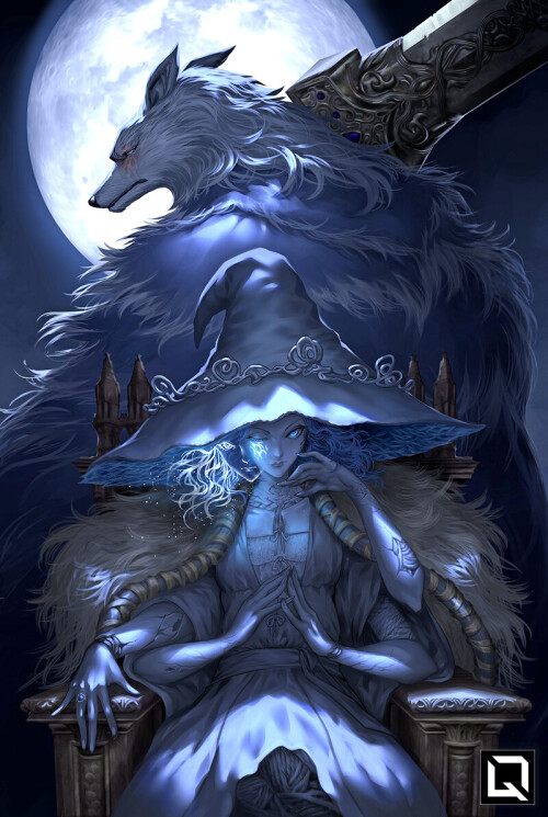  ranni the witch and blaidd the half wolf elden ring drawn by kuroi tsuki be32fd556dcac76da381315c11