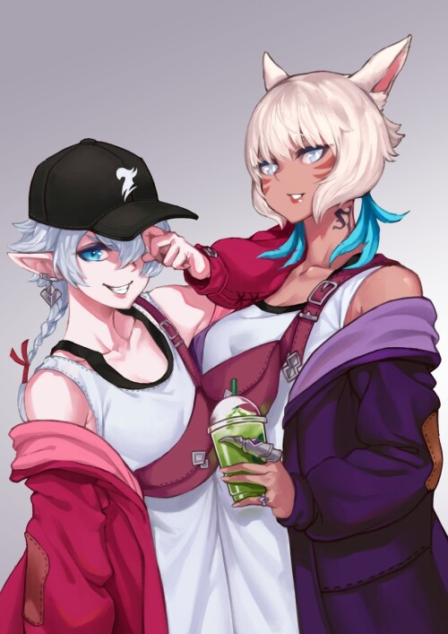  y shtola rhul and alisaie leveilleur final fantasy and 1 more drawn by hjz artemi sample 7471c269dc