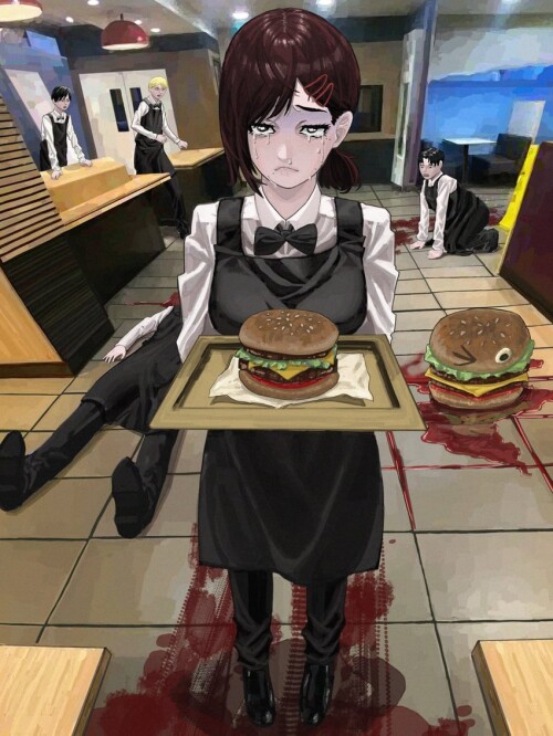  higashiyama kobeni and family burger mascot chainsaw man drawn by ton dokmaiklow sample 86c5dccf166
