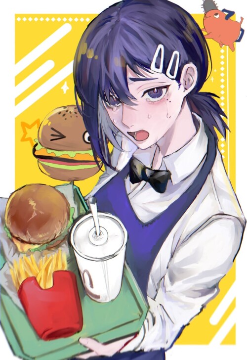  higashiyama kobeni pochita and family burger mascot chainsaw man drawn by ancoo mm sample 0639b8b9f