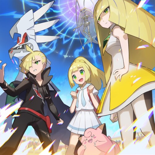  lillie lusamine gladion clefairy pheromosa and 1 more pokemon and 3 more drawn by saitou naoki samp
