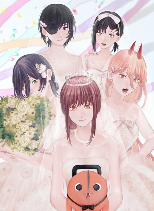  makima power reze higashiyama kobeni pochita and 1 more chainsaw man drawn by toukaairab sample c24