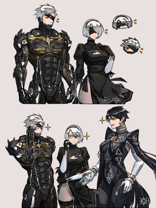  2b bayonetta and raiden nier and 6 more drawn by syachiiro sample 37b367ba100a2d6e63565ce1f0537437