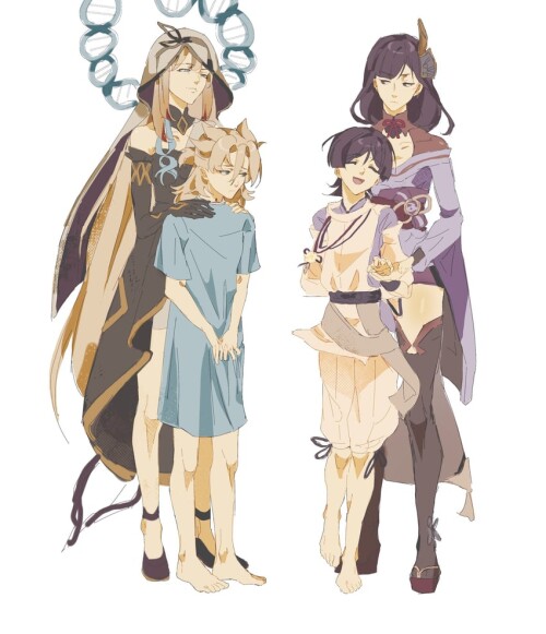  scaramouche raiden shogun albedo and rhinedottir genshin impact drawn by cannibalbedo sample ca306b