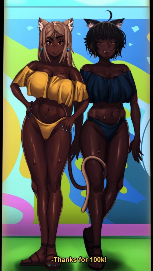  brown haired cat girl and ahoge cat girl original drawn by kevbot and paul beeniss sample 998a5b114