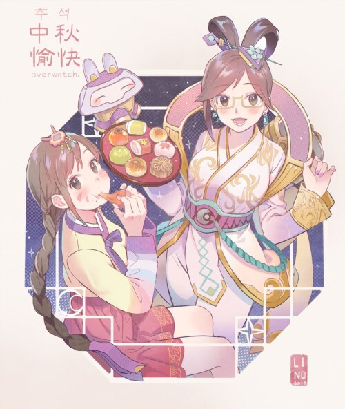  d va mei snowball palanquin d va and luna mei overwatch and 1 more drawn by lino chang sample 4a9f3