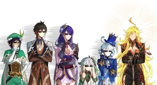  raiden shogun zhongli furina nahida venti and 1 more genshin impact drawn by yuka pixiv38407039 sam