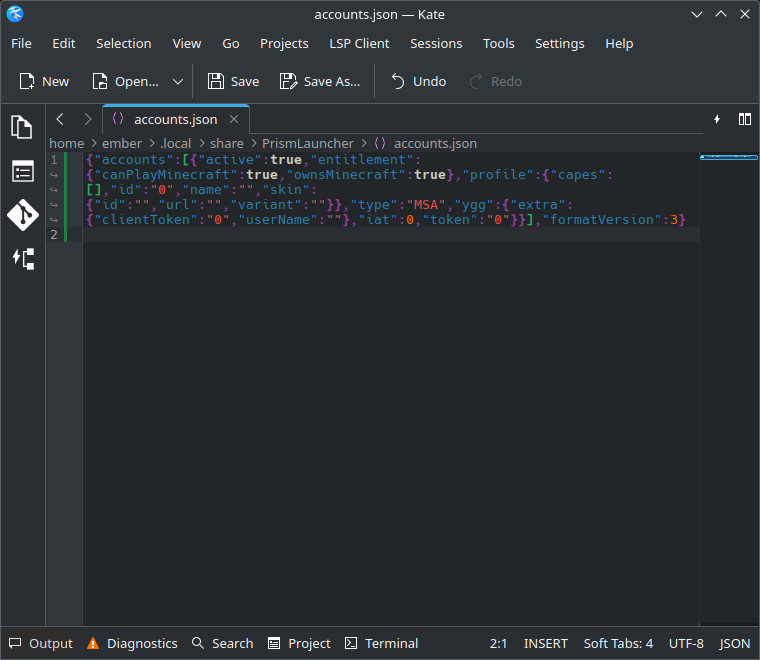 accounts.json on Kate