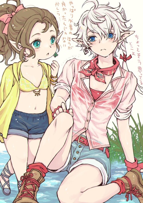  alisaie leveilleur and krile baldesion final fantasy and 1 more drawn by reitomo fdc690249d1257aefc