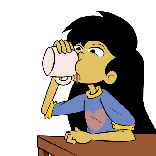 Keiko from Midnight Patrol drinking hot chocolate request